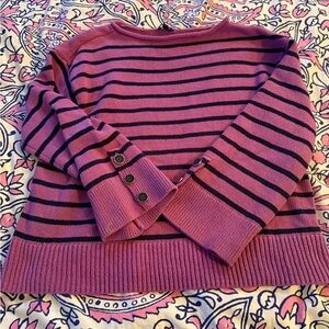 Talbots Pink and Navy Striped Sweater